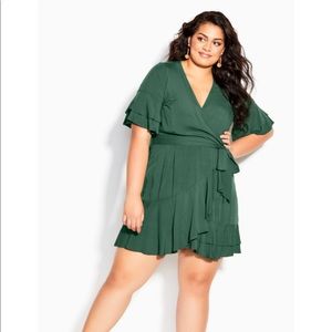 City Chic Green Ruffle Dress